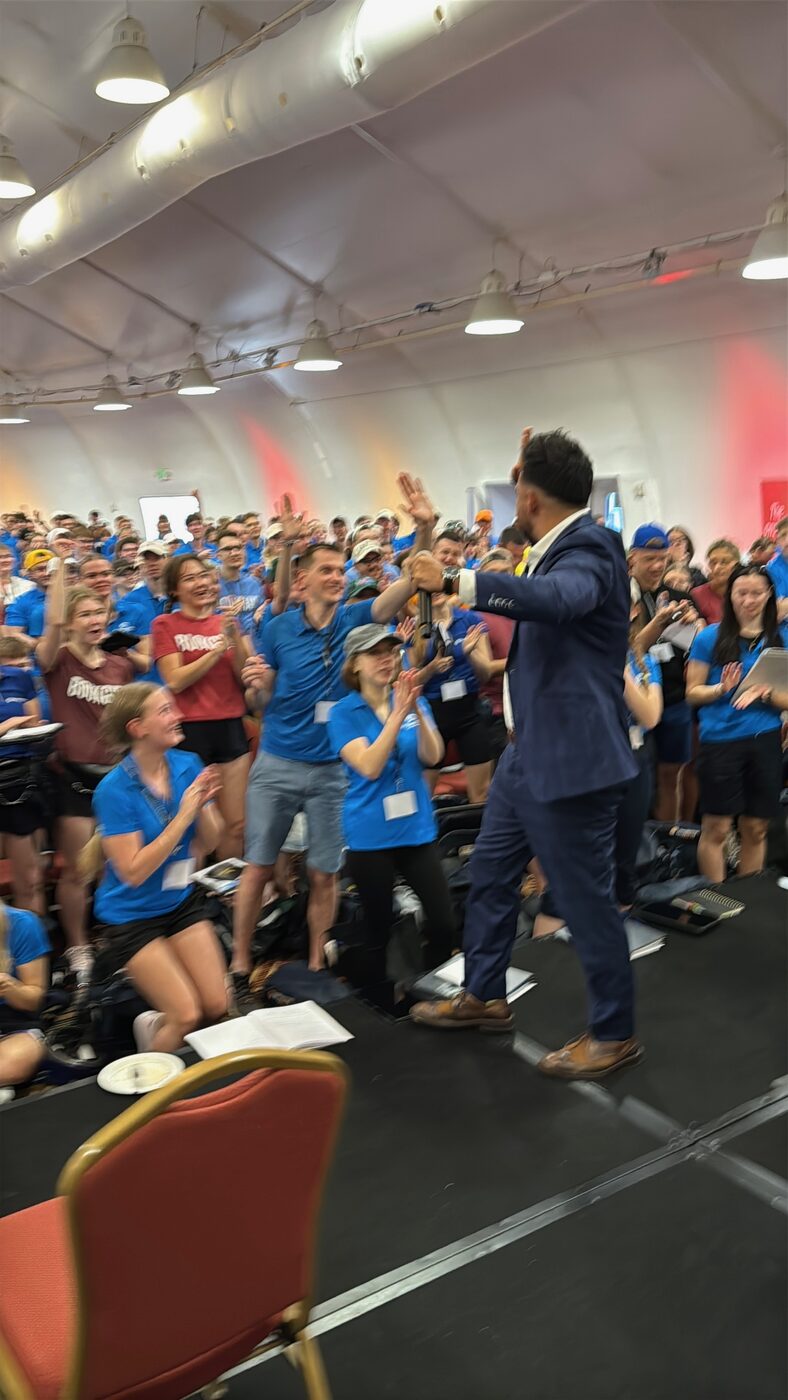 Danny on stage with the crowd